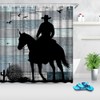 Artmyharbor Rustic Shower Curtains for Bathroom Western Cowboy Silhouette Print