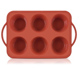 JOERSH Jumbo Silicone Muffin Pan with Metal Frame, Non Stick Cupcake Pan with Handles, 6 Cup Silicone Baking Tray for Jumbo Muffin, Frittatas, Egg Bites, Jumbo Cupcakes