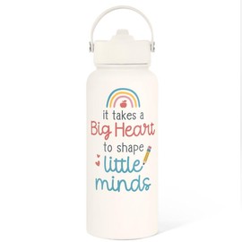 Sandjest SipChic 32oz Sports Water Bottle with Flip Straw & Handle, Portable Insulated Stainless Steel Leak Proof, Travel Gym Mom Nurse Christmas Gift:_Teacher