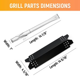 Grill Replacement Parts for Nexgrill 720-0888, 720-0888N, 720-0830H Gas Grill Models, Porcelain Steel Pipe Burners, Heat Plates and Electronic Ignitors Kit for Nexgrill Replacement Parts, 5 Pack