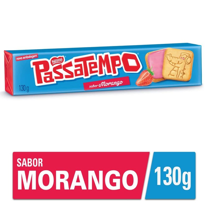 Biscoito Passatempo Recheado Sabor Morango130g | Strawberry Filled Cookie 4.58