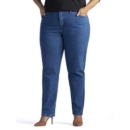 Lee womens Plus Size Relaxed Fit Side Elastic Tapered Leg jeans, Pepper Stone, 18 US