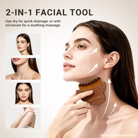 Xuborku Wood Lymphatic Contour Face Brush Dry Brushing and Gua Sha Tool