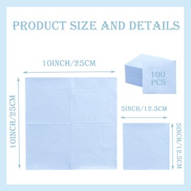 100 Pieces 2-ply Light Blue Napkin Disposable Cocktail Napkins Beverage Napkins Dessert Napkins Paper Napkins for Dinner, Wedding,Birthday, Party, Bridal Anniversary Reception Event (Blue)