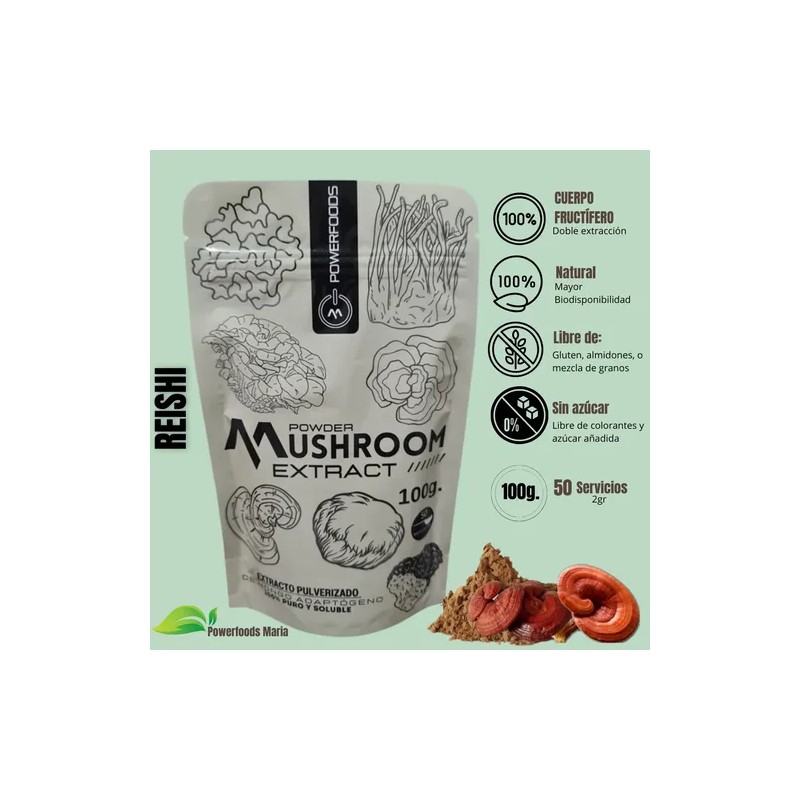 Hongo Adaptógeno, Extracto Puro 100% Soluble 100g.