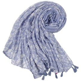 amokk Boho Floral Scarf with Tassels for Women Lightweight Shawl and Wraps Head Scarves (Color-14)