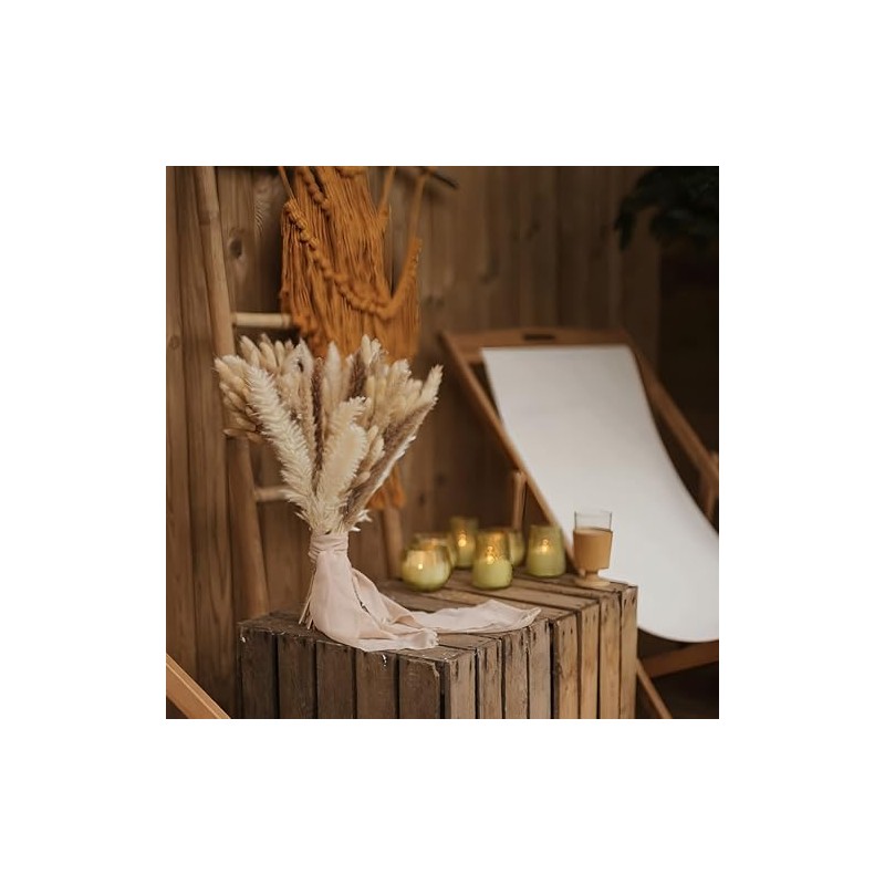 HONGHCL Pampas Decorativas Secas 120pcs - Plantas Naturales Suaves y