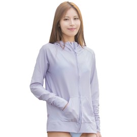 Women’s Rash Guard, Simple, Swimwear, Outerwear, Hooded, Long Sleeves, UPF 50 UV Protection - purple berry