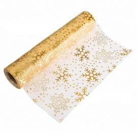 Table Runner Gold Roll 5 m x 28 cm, Table Runner Christmas Gold Glitter Tulle, Table Runner Christmas Paper, Christmas Runner Table Washable, Christmas Decoration Indoor Table Decoration American