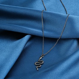 RR RAMBLING ROSE Snake Crocodile Ditsy Necklace Cute Animal Pendent Short Necklace (Snake4)