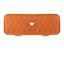 Silicone Faucet Mat Kitchen Sink Splash Guard Bathroom Sink Draining Pad Orange