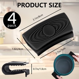 2 Pair Black Silicone Assist Hot Handle Holder, Pan Skillet Cast Iron Handle Cover Heat Resistant, Non-Slip Kitchen Pot Handle Grips Sleeve Protectors for Frying Tray Griddles Cookware (Black)