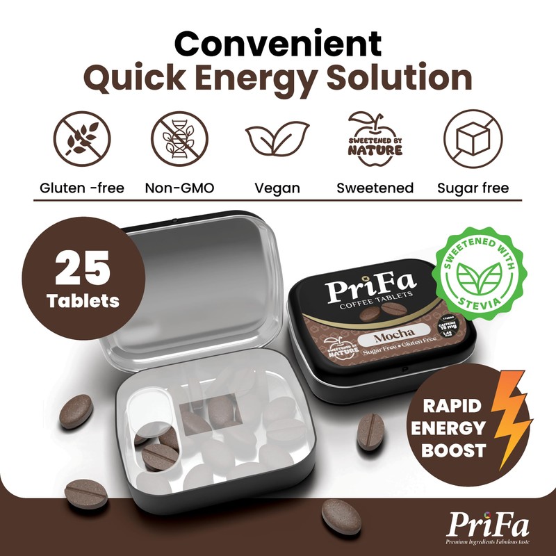 PriFa Mocha Coffee Tablets – Sweetened with Stevia, Decadent Mocha