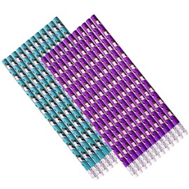 TE-Trend Pack of 24 Pencils Writing Pens Unicorn Design with Eraser 19 cm