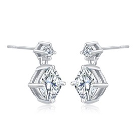Diamond Treats 925 STERLING SILVER Earrings with Hanging Cushion Shape FLAWLESS Sparkling White Cubic Zirconia. The Dangly Sterling Silver Drop Earrings are the Perfect Gift for Her.