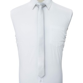 JEMYGINS Men's Extra Thin Necktie, 1.6 inches (4 cm), Youth Tie, Washable, white