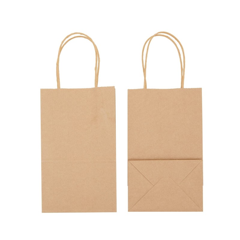 Juvale Mini Gift Bags with Handles - Brown Paper Party