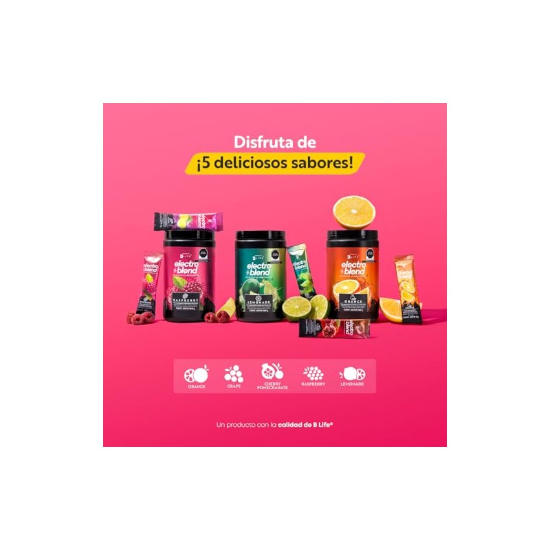 B Life Electrolitos en Polvo 360g Sabor Frambuesa sin Azúcar