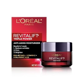 L'Oreal Paris Revitalift Triple Power Crema Hidratante Facial Antienvejecimiento, Pro Retinol, Ácido Hialurónico y Vitamina C para Reducir las Arrugas