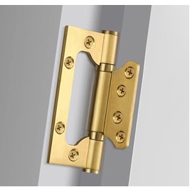 WANLIAN Non-Mortise Door Hinges,Golden Door Hinges, 4" Door Hinges,Stainless Steel Door Hinges,Trap Door Hinges,3 mm Thickened Ball Bearing Silent Smooth,Easy to Install,with Mounting Screws 2 Pack