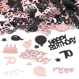 70th Happy Birthday Confetti Rose Gold Party Decorations Table Décor Foil Metallic Glitz Table Scatter Sprinkles Cards Sprinkles Women GiftsY9HFSRZX (70th)