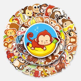 50 Packs Monkey Stickers Water Bottles Laptop Phone Motorcycle Computer Guitar Skateboard Hydroflasks Monkey Vinyl Sticker Waterproof Aesthetic Trendy Decals for Teens Girls Adults