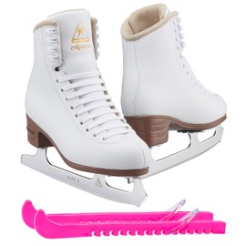Jackson Ultima JS1491 Mystique Girls Misses Figure Ice Skates/Color: White/Width: Medium/Size: Youth 3 Bundle with Guardog Skate Guards