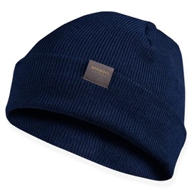 MERIWOOL Beanie for Men and Women - Merino Wool Blend Ribbed Knit Winter Hat Denim Blue