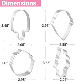 JOB JOL Summer Ice Cream Cookie Cutters 4 PCS, 3'', 3.5'', 4''