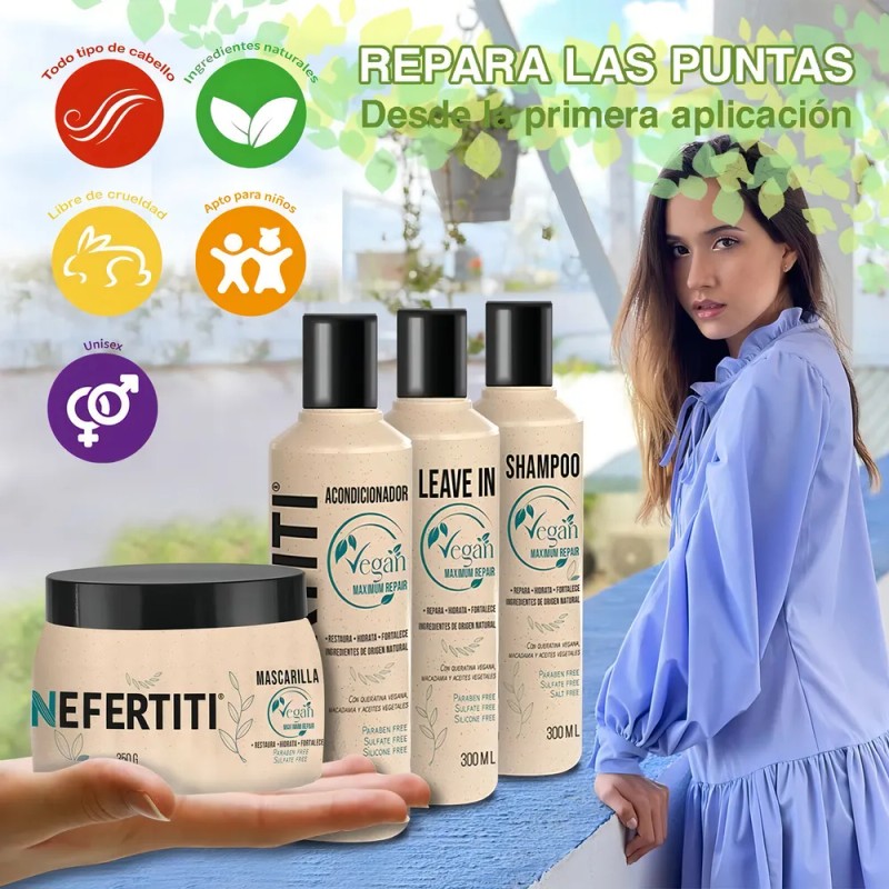 Kit Vegan Con Queratina Sin Sulfatos Sin Parabenos Nefertiti