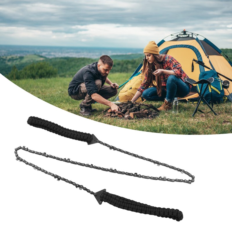 Camping Chainsaw 36in Black Manganese Steel 49 Knots Folding Chain