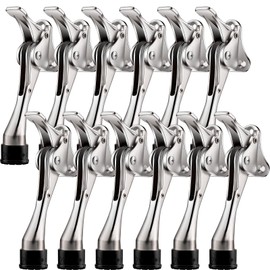 Chumia 12 Pcs Kick Down Door Stops 5.2 Inch Heavy Duty Door Stops for Bottom Adjustable Non Slip Rubber Tips Spring Kick Down Stopper