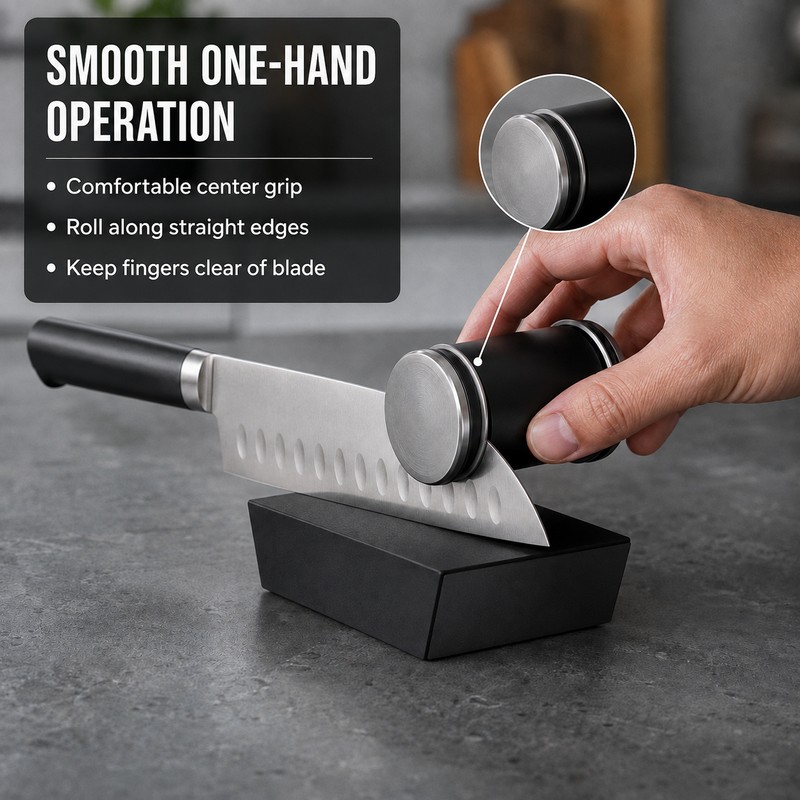 Magnetic Rolling Knife Sharpener Kit with 15°/20° Angle Guide and