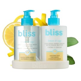 Bliss Dúo Manos Felices De Limón Y Salvia | Set De Jabón Hidratante Y Crema Nutritiva Para Manos Con Bandeja Decorativa
