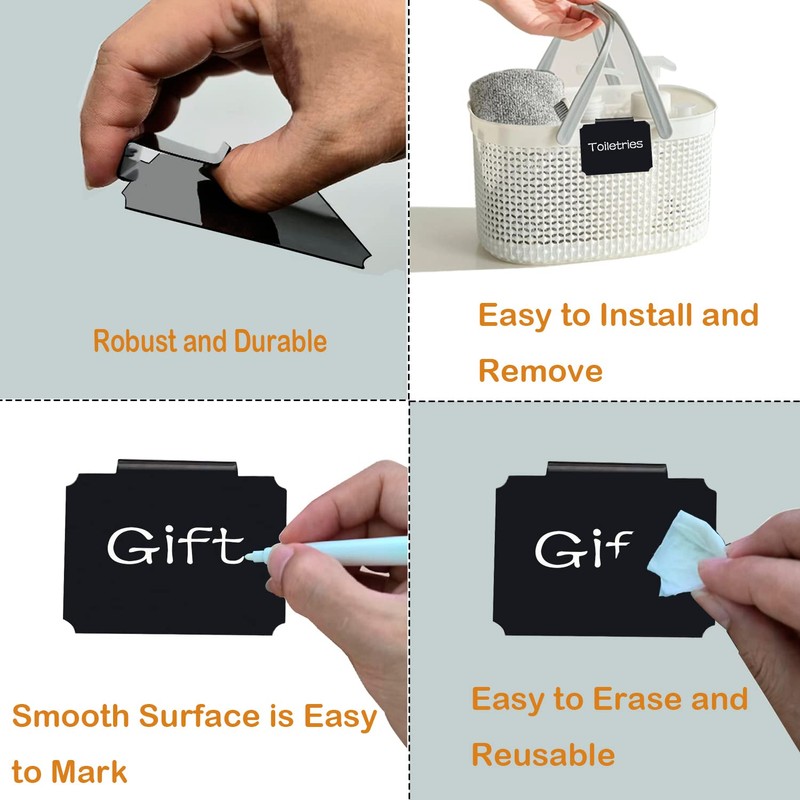 Basket Labels Clip Set - 12 Removable PVC Bin Label