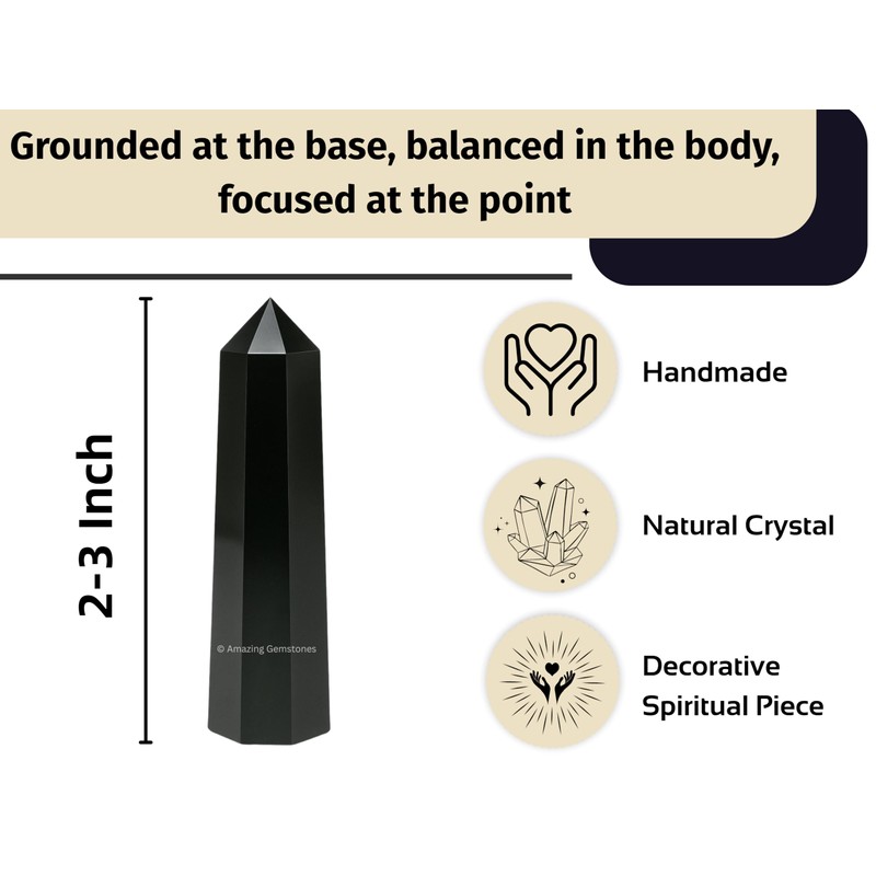Amazing Gemstone Black Agate Crystal Towers, Natural Healing Crystal Point