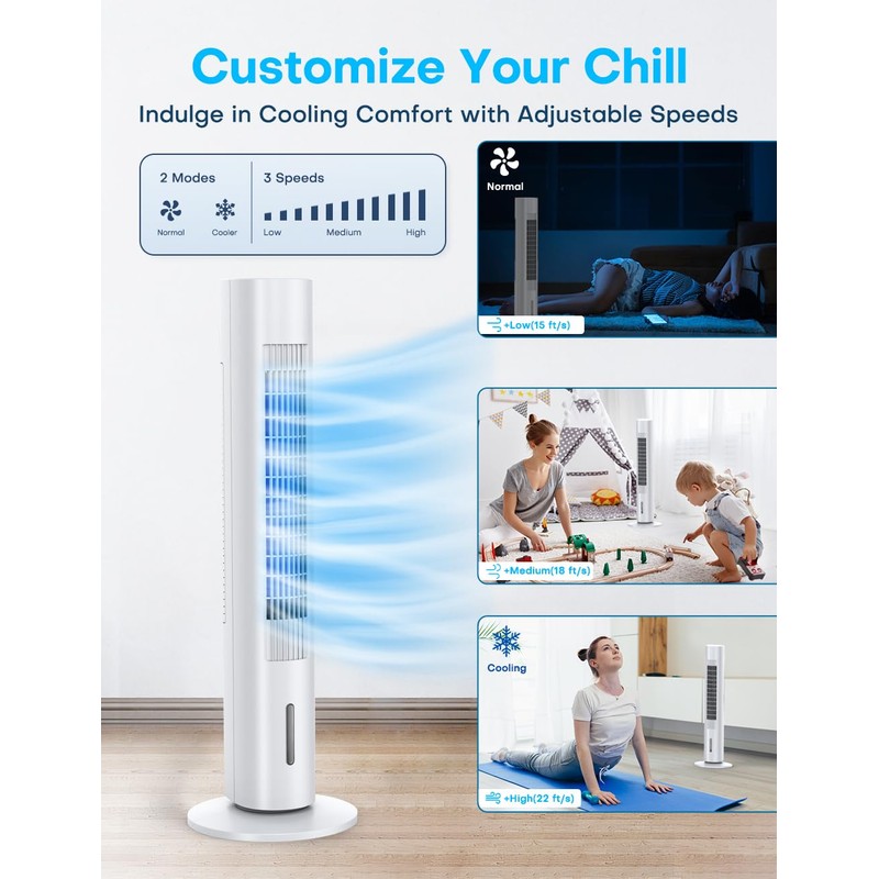 BALKO Windowless Swamp Cooler, 3 Ice Pack, 70° Oscillation, Ductless