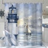 Coastal Lighthouse Shower Curtain for Bathroom, Ocean Nautical Sunrise Beach
