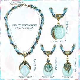 Collar De Turquesa, 4 Piezas, Collares Bohemios Para Mujer