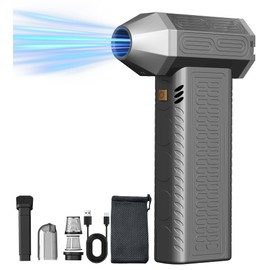 PETIMETI Compressed Air Duster,Jet Dry Blower, Handheld Mini Jet Fan 130000 RPM Wind Speed,Air Duster and Vacuum 2 in 1,Electric Air Duster Blower Car Dryer for Car,Home,Office and Camping-Gray