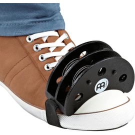 Meinl Percussion Foot Tambourine with Stainless Steel Jingles-NOT Made in China-Accompaniment for Cajon Gigs, 2-Year Warranty, Black (FJS2S-BK)