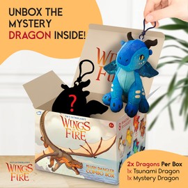 Tui T. Sutherland's - Wings of Fire Dragon Plush Danglers - Tsunami & Mystery Dragon Combo Box - Soft Stuffed Animal Dangler Toy - Collectible Dragon Plushies for Kids - 2 Dragons Per Box