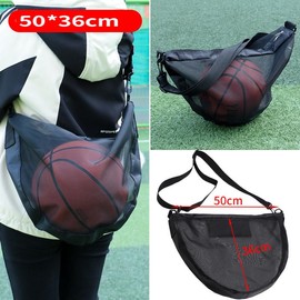 Mesh Basketball Shoulder Bag,Outdoor Single Ball Shoulder Carrier Pouch, Zipper Design Mesh Sports Ball Bag for Football,Volleyball,Basketball