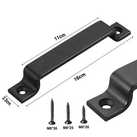 WANLIAN Barn Door Handle | Black Solid Steel Door Handle | Pull Sliding Door Black Steel or Stainless Steel | Including Screws