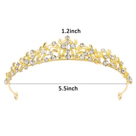 Aprince Gold Tiaras and Crowns for Women Wedding Tiaras for Bride Rhinestone Princess Crown for Women Hair Accessories for Birthday Party Prom Quinceanera