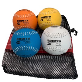 Markwort 12" Weighted Training Softball Set Leather Cover - Set of 4 Balls