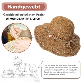 Comhats Women's Summer Straw Hat Foldable Handmade Beach Hat UV Protection, 94557_khaki