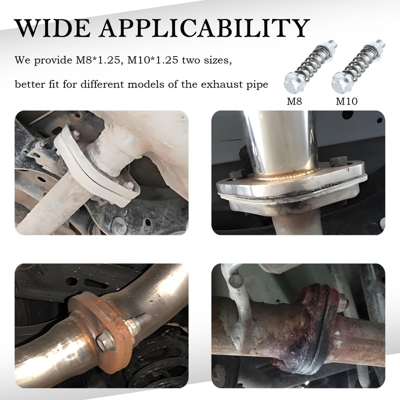 2PCS Car Exhaust Manifold Bolts Kit,M8*1.25 mm Exhaust Bolts with