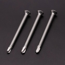 #12 x 3 Phillips Flat Head Sheet Metal Screws, Stainless Steel 410 Self Drilling Screws for Metal, Countersunk Head, Phillips Drive, Self Tapping, 30 Pack