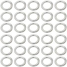 Mcoser 30Pcs 28mm Spring O Ring Zinc Alloy Split Rings Round Carabiner Snap Clip Spring Keyring Buckle for Bag Purse Handbag Craft Jewelry Making (Silver)